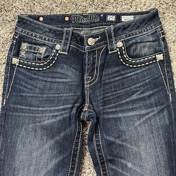 Miss Me Skinny Jeans, Women's size 25, Rhinestones, Special Stitching - Picture 2 of 15